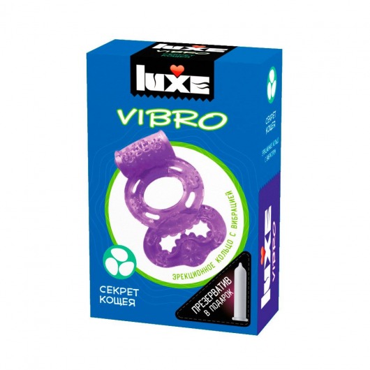 Фиолетовое эрекционное виброкольцо Luxe VIBRO  Секрет Кощея  + презерватив - Luxe - в Калининграде купить с доставкой
