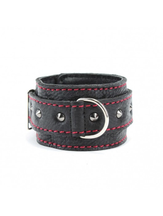 Черные оковы с шипами и контрастной строчкой - БДСМ Арсенал - купить с доставкой в Калининграде