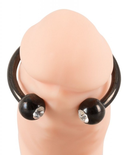 Черное металлическое кольцо под головку со стразами Glans Ring - Orion - купить с доставкой в Калининграде