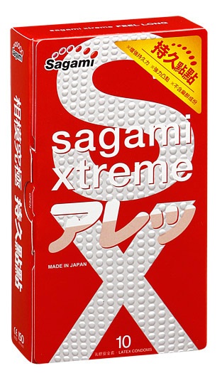 Утолщенные презервативы Sagami Xtreme Feel Long с точками - 10 шт. - Sagami - купить с доставкой в Калининграде