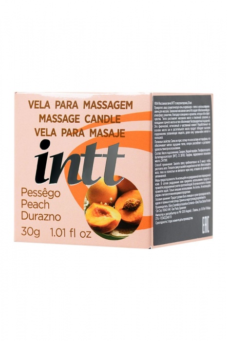 Массажная свеча для поцелуев Peach с ароматом персика - 30 гр. - INTT - купить с доставкой в Калининграде