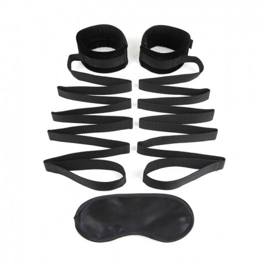 Чёрные манжеты для фиксации на кровати Bondage Bed Strap - Lux Fetish - купить с доставкой в Калининграде
