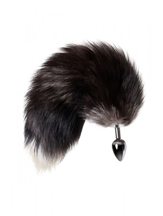 Серебристая металлическая анальная втулка с хвостом чернобурой лисы - размер S - ToyFa - купить с доставкой в Калининграде
