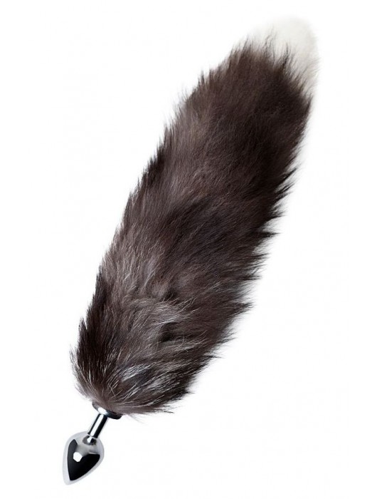 Серебристая металлическая анальная втулка с хвостом чернобурой лисы - размер S - ToyFa - купить с доставкой в Калининграде