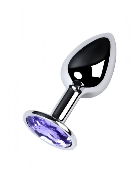 Серебристая конусовидная анальная пробка с фиолетовым кристаллом - 7 см. - ToyFa - купить с доставкой в Калининграде