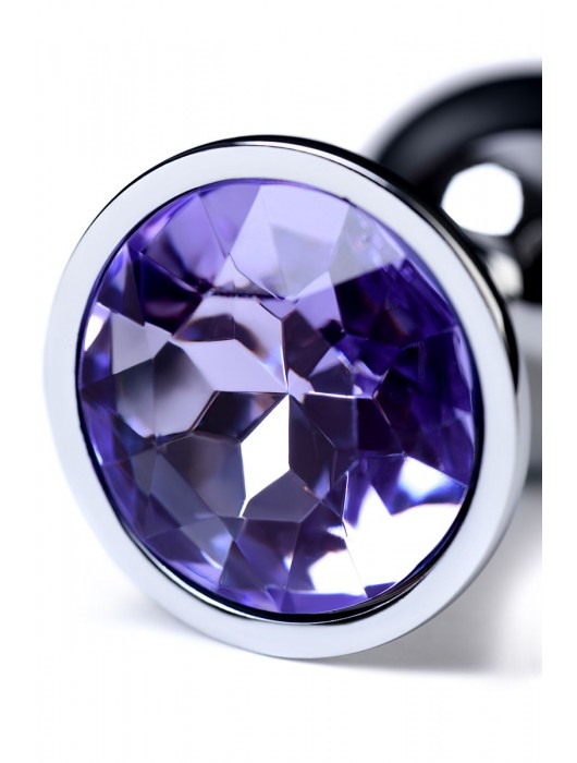 Серебристая конусовидная анальная пробка с фиолетовым кристаллом - 7 см. - ToyFa - купить с доставкой в Калининграде