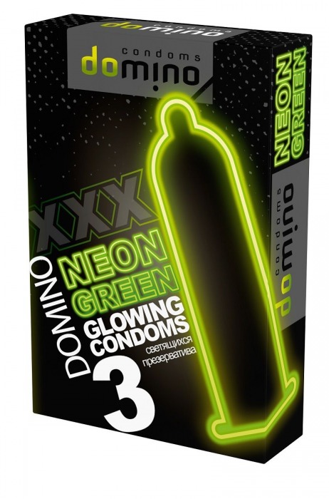 Презервативы DOMINO Neon Green со светящимся в темноте кончиком - 3 шт. - Domino - купить с доставкой в Калининграде