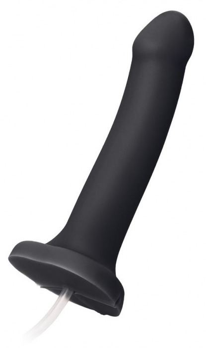 Черный фаллос с имитацией эякуляции Silicon Cum Dildo L - 19,6 см. - Strap-on-me - купить с доставкой в Калининграде