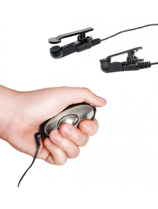 Черные электрические зажимы для сосков Shock Therapy Nipple Clamps - Pipedream - купить с доставкой в Калининграде