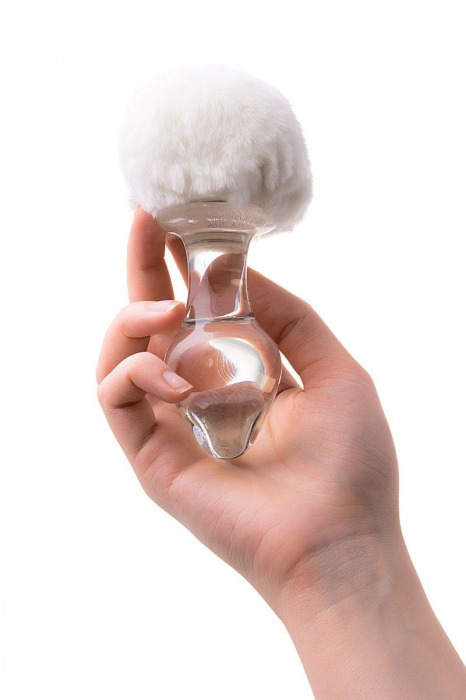 Стеклянная анальная втулка с хвостиком - 9,5 см. - Sexus - купить с доставкой в Калининграде