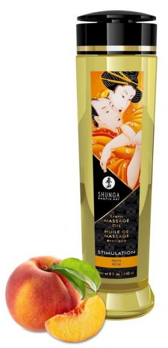Массажное масло для тела с ароматом персика Stimulation - 240 мл. - Shunga - купить с доставкой в Калининграде