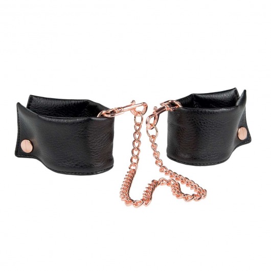 Черные мягкие наручники Entice French Cuffs с цепью - California Exotic Novelties - купить с доставкой в Калининграде