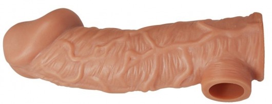 Телесная насадка на фаллос с отверстием для мошонки EXTREME SLEEVE - 17,6 см. - KOKOS - в Калининграде купить с доставкой