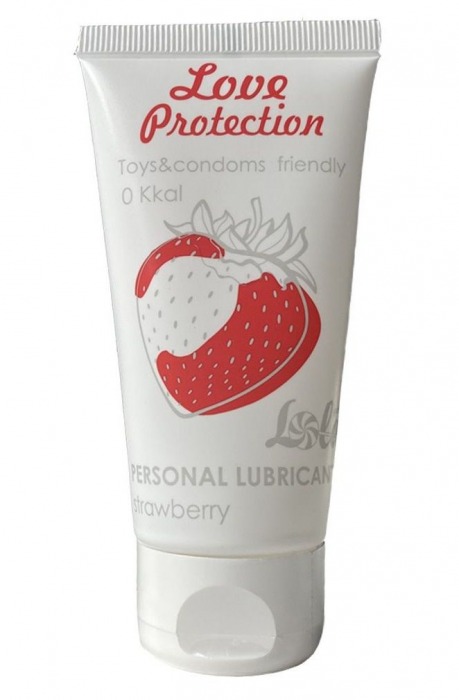 Лубрикант на водной основе с ароматом малины Love Protection Strawberry - 50 мл. - Lola Games - купить с доставкой в Калининграде