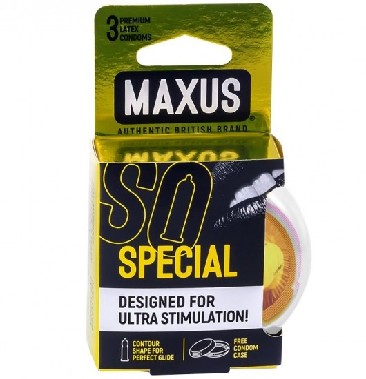 Презервативы с точками и рёбрами в пластиковом кейсе MAXUS Special - 3 шт. - Maxus - купить с доставкой в Калининграде