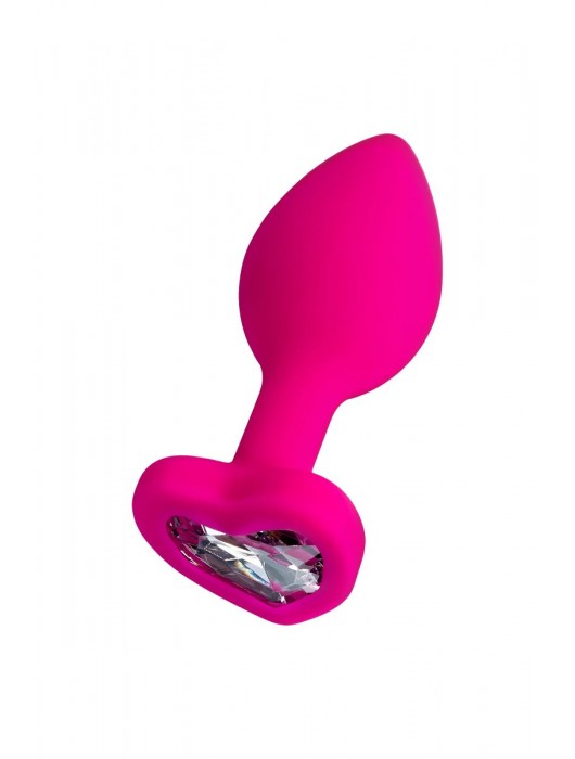 Розовая анальная втулка Diamond Heart с прозрачным кристаллом - 7 см. - ToyFa - купить с доставкой в Калининграде