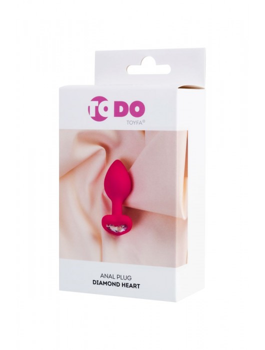Розовая анальная втулка Diamond Heart с прозрачным кристаллом - 7 см. - ToyFa - купить с доставкой в Калининграде