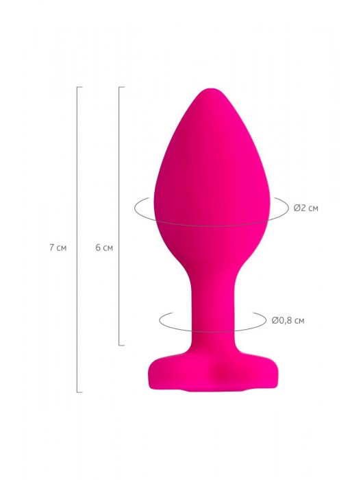 Розовая анальная втулка Diamond Heart с прозрачным кристаллом - 7 см. - ToyFa - купить с доставкой в Калининграде