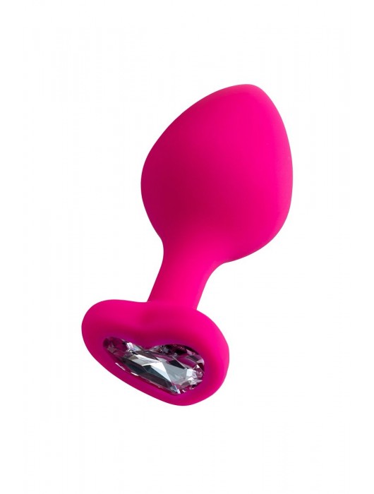 Розовая анальная втулка Diamond Heart с прозрачным кристаллом - 8 см. - ToyFa - купить с доставкой в Калининграде