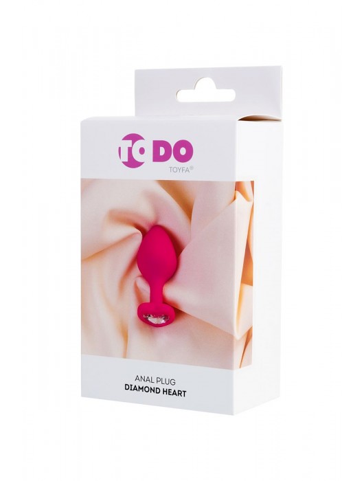Розовая анальная втулка Diamond Heart с прозрачным кристаллом - 8 см. - ToyFa - купить с доставкой в Калининграде