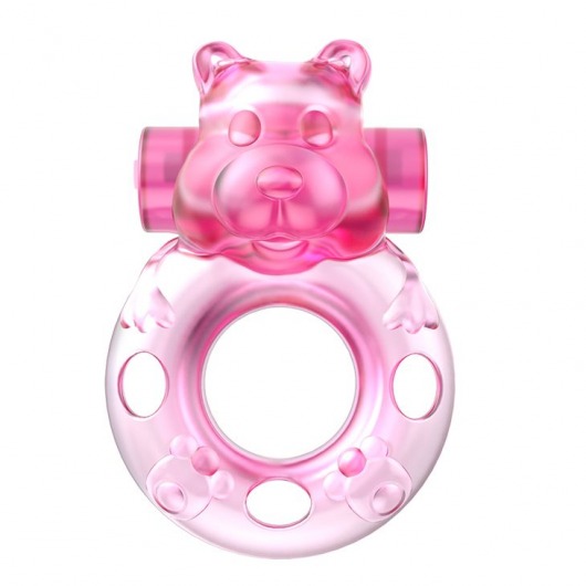 Розовое эрекционное виброкольцо на пенис Pink Bear - Baile - в Калининграде купить с доставкой