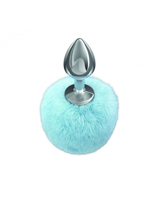 Серебристая анальная пробка с голубым пушистым хвостиком Twinkle - Lola Games - купить с доставкой в Калининграде