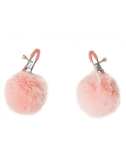 Зажимы на соски Angelic с розовыми меховыми шариками - Lola Games - купить с доставкой в Калининграде