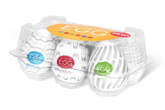 Набор из 6 мастурбаторов Tenga EGG Easy Beat с различным рельефом - Tenga - в Калининграде купить с доставкой