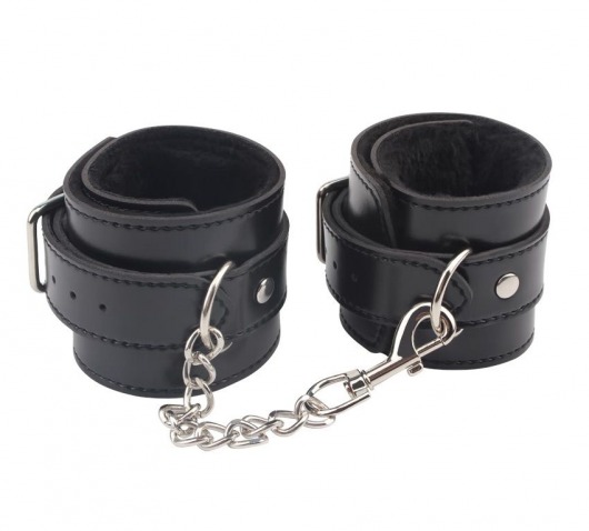 Черные оковы на ноги Obey Me Leather Ankle Cuffs - Chisa - купить с доставкой в Калининграде