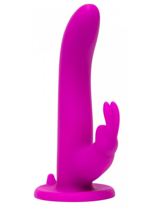 Лиловый страпон Rechargeable Vibrating Strap-On Harness Set - 17,6 см. - Happy Rabbit - купить с доставкой в Калининграде