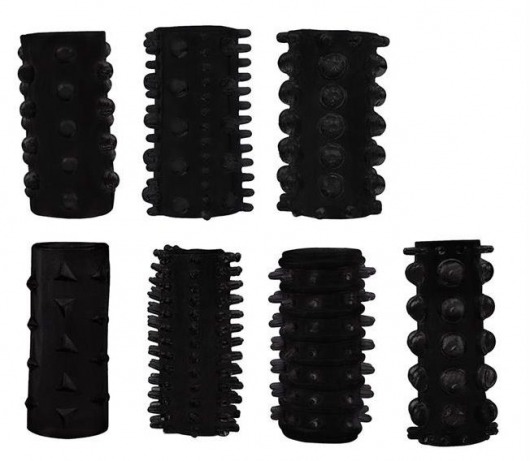 Набор из 7 черных насадок PENIS SLEEVES SET - Dream Toys - в Калининграде купить с доставкой