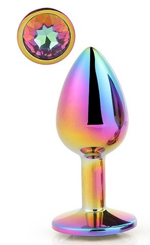 Голографическая анальная втулка с радужным кристаллом - 7,1 см. - Dream Toys - купить с доставкой в Калининграде