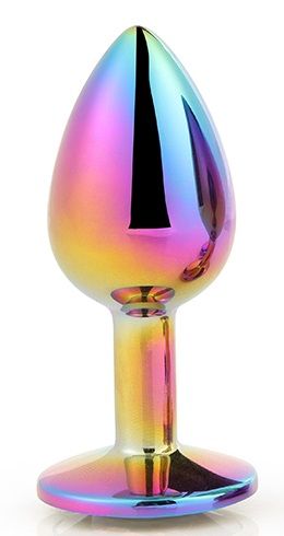 Голографическая анальная втулка с радужным кристаллом - 7,1 см. - Dream Toys - купить с доставкой в Калининграде