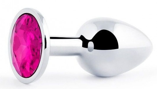 Серебристая анальная пробка с малиновым кристаллом - 7,2 см. - Anal Jewelry Plug - купить с доставкой в Калининграде