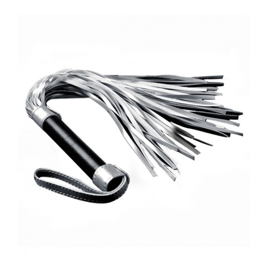 Серебристая плетка Struggle My Flogger с черной ручкой - 45 см. - Lovetoy - купить с доставкой в Калининграде