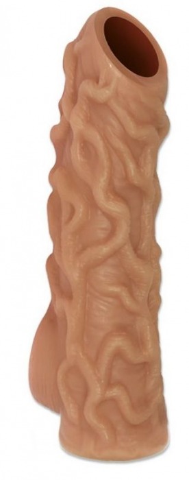 Телесная насадка с венками и открытой головкой Nude Sleeve L - 14 см. - KOKOS - в Калининграде купить с доставкой