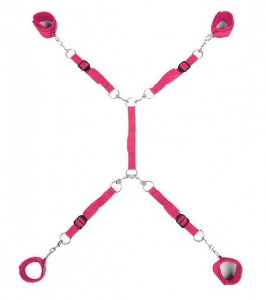 Ярко-розовый набор фиксаций на кровати Classic Bed Spreader - Lux Fetish - купить с доставкой в Калининграде