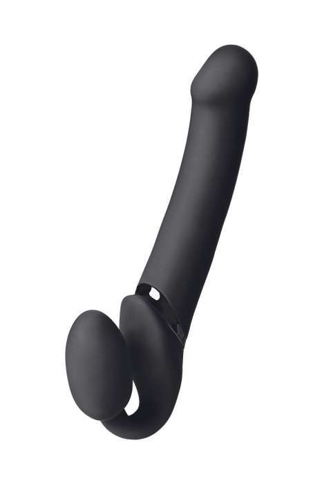 Черный безремневой вибрострапон Vibrating Bendable Strap-On L - Strap-on-me - купить с доставкой в Калининграде