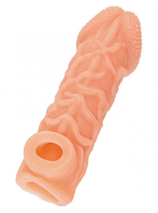 Телесная закрытая насадка с венками Cock Sleeve Size L - 17,6 см. - KOKOS - в Калининграде купить с доставкой