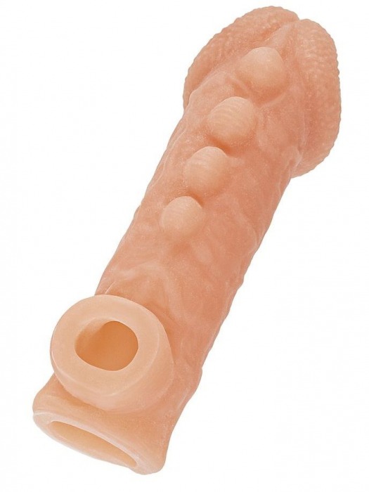 Телесная закрытая насадка с шишечками Cock Sleeve Size L - 17,6 см. - KOKOS - в Калининграде купить с доставкой