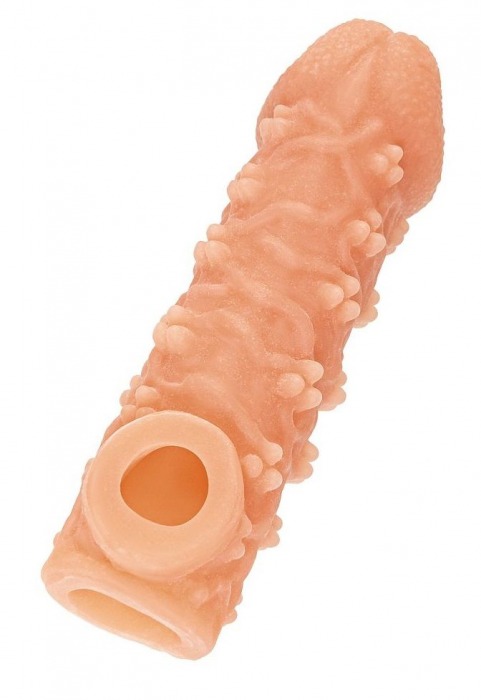 Телесная закрытая насадка с пучками шишечек Cock Sleeve Size M - 15,6 см. - KOKOS - в Калининграде купить с доставкой