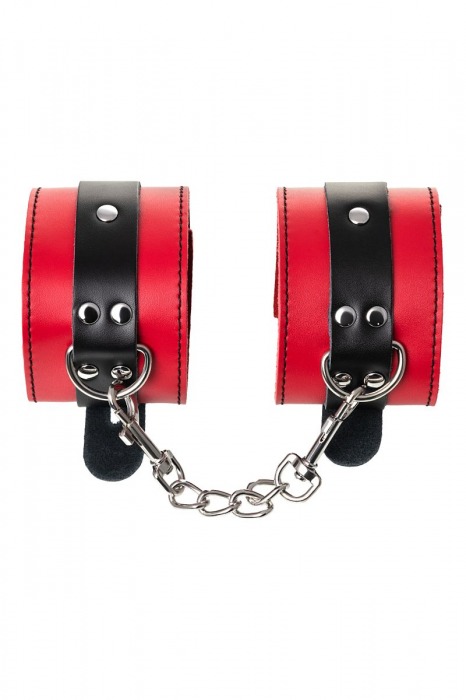 Красно-черные оковы на ноги из кожи - ToyFa - купить с доставкой в Калининграде