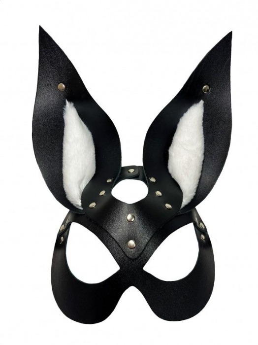 Черная маска зайки с белым мехом на ушках Miss Bunny - БДСМ Арсенал - купить с доставкой в Калининграде