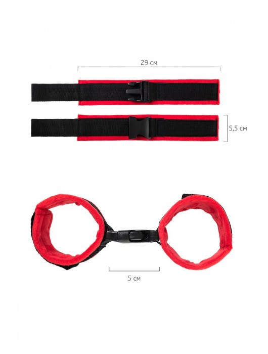 Красно-черные велюровые оковы Anonymo - ToyFa - купить с доставкой в Калининграде