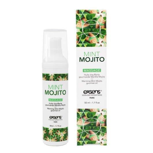 Разогревающее массажное масло с ароматом мохито Gourmet Mint Mojito - 50 мл. - Exsens - купить с доставкой в Калининграде