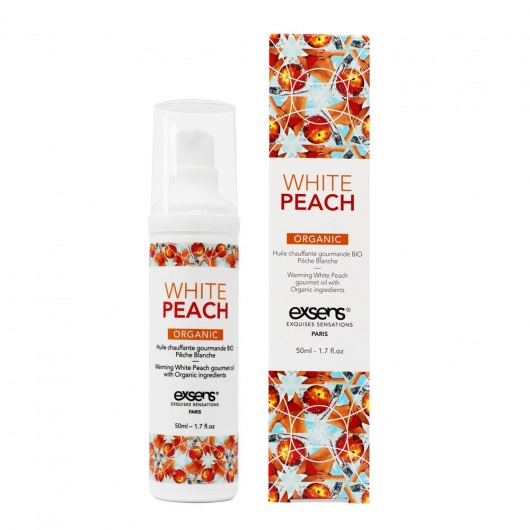 Разогревающее массажное масло Gourmet White Peach Organic с органическими ингредиентами - 50 мл. - Exsens - купить с доставкой в Калининграде