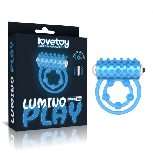 Голубое, светящееся в темноте виброкольцо Lumino Play Vibrating Penis Ring - Lovetoy - в Калининграде купить с доставкой