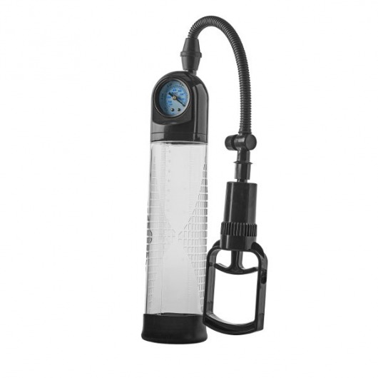 Прозрачная вакуумная помпа с манометром Deluxe Penis Pump - Dream Toys - в Калининграде купить с доставкой