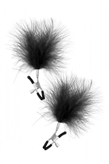 Зажимы на соски с черными пуховыми кисточками Sweet Caress Feather Nipple Clumps - Sweet Caress - купить с доставкой в Калининграде