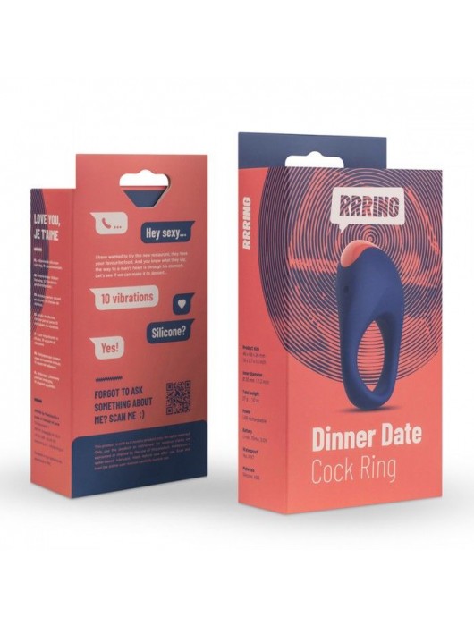 Синее эрекционное кольцо RRRING Dinner Date Cock Ring - FeelzToys - в Калининграде купить с доставкой